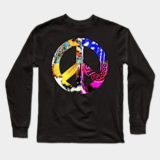 Peace Sign Support Life Humanity Hope Nature Inspired Psychedelic Kaleidoscope Hippie Flower Power Long Sleeve T-Shirt